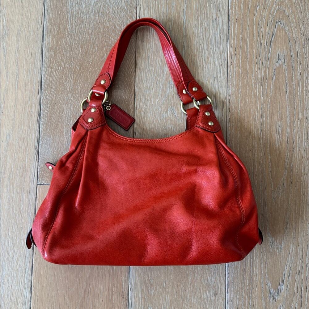 Vintage Y2K Coach Madison Maggie Cinnamon Red Leather Shoulder Bag - Picture 4 of 12